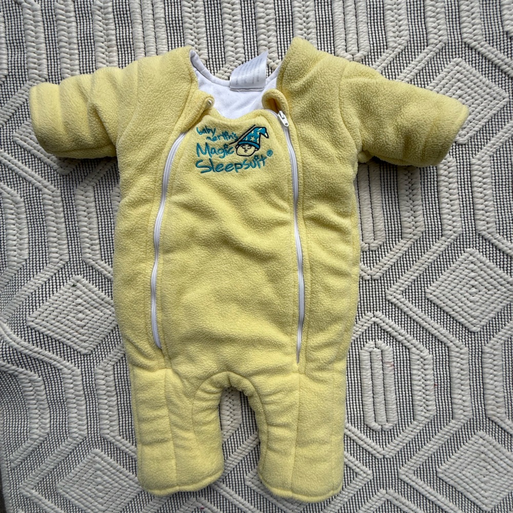 Baby Merlin’s Magic Sleepsuit – Yellow Fleece – Size Small (12–18 lbs)